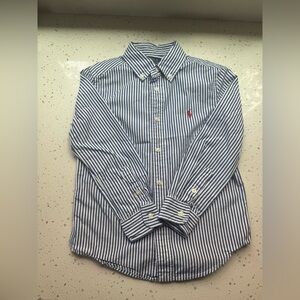 Ralph Lauren Blue and White Striped Button-Down Shirt